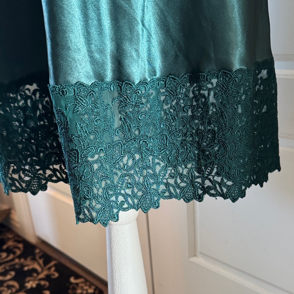Cabernet Lace Trim Chemise in Deep Green/Teal - Picture 4 of 7